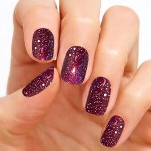 Color Street Nail Polish Sticker Strips - Bordeaux Glitz Purple Glitter Retired